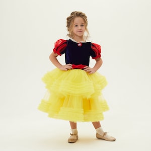 Tutu dress Princess Halloween costume. Princess Birthday  dress Tulle girl dress Yellow girl dress
