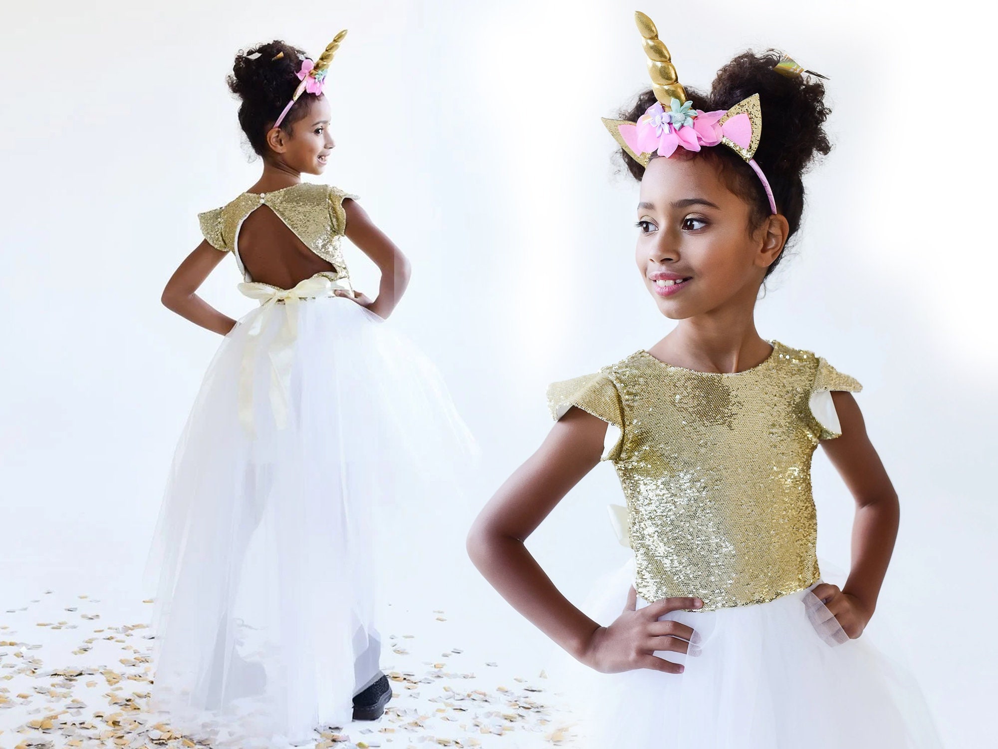 Gold sparkle flower girl dress hotsell