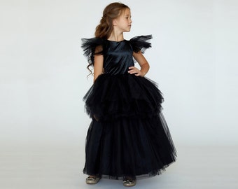 Gotische jurk peuter geruite jurk voor een griezelig Halloween, zwarte jurk voor Halloween, cosplay, themafeest, verjaardag