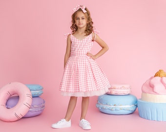 Girls' Сheckered Tutu Party Dress, Princess Birthday & Special Events, Toddler Girls' Princess Dress for Memorable Moments