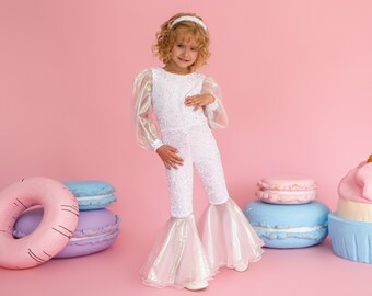 Magical White Mermaid Tail Costume for Girls: Sparkling Under-the-Sea Magic, Mermaid Tail Romper, Under the Sea party