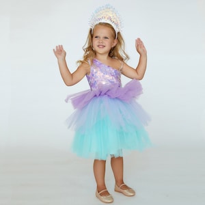 Little Mermaid Tail Costume for Girls, Ideal for Beach Weddings and Themed Parties, 1st Birthday Dress, Christmas party outfit
