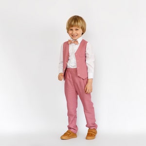 Pink Boys Linen Suit - Ring Bearer Outfit, Christening & Wedding Attire