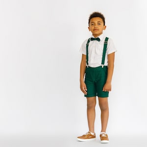 Emerald Green Boys Linen Suit - Ring Bearer Outfit, Boys Wedding Suit, Christening & Wedding Attire