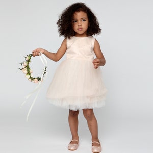 Customizable Pale Peach Flower Girl Tutu Dress - Elegant Toddler Birthday Princess Dress - Unique Wedding Flower Girl Outfit