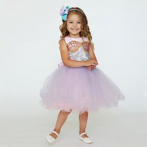 Enchanting Mermaid Tutu Dress - Blush Pink Sea Princess Tutu for Girls, Special Occasion Outfit, 1st Birthday Dress, Christmas party outfit