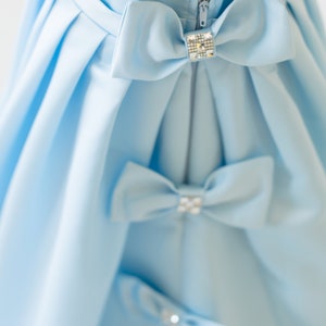 Sky Blue Girls Dress Jr Bridesmaid Dress Flower Girl Dresses Toddler Flower Girl Flowergirl High-low Dress with train Blue Wedding Dress image 8