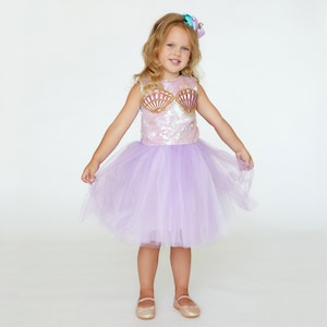 Mermaid Birthday Dress - Purple Sea Princess Tutu for Girls, Special Occasion Outfit, 1st Birthday Dress, Christmas party outfit