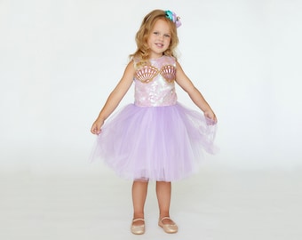 Mermaid Birthday Dress - Purple Sea Princess Tutu for Girls, Special Occasion Outfit, 1st Birthday Dress, Christmas party outfit