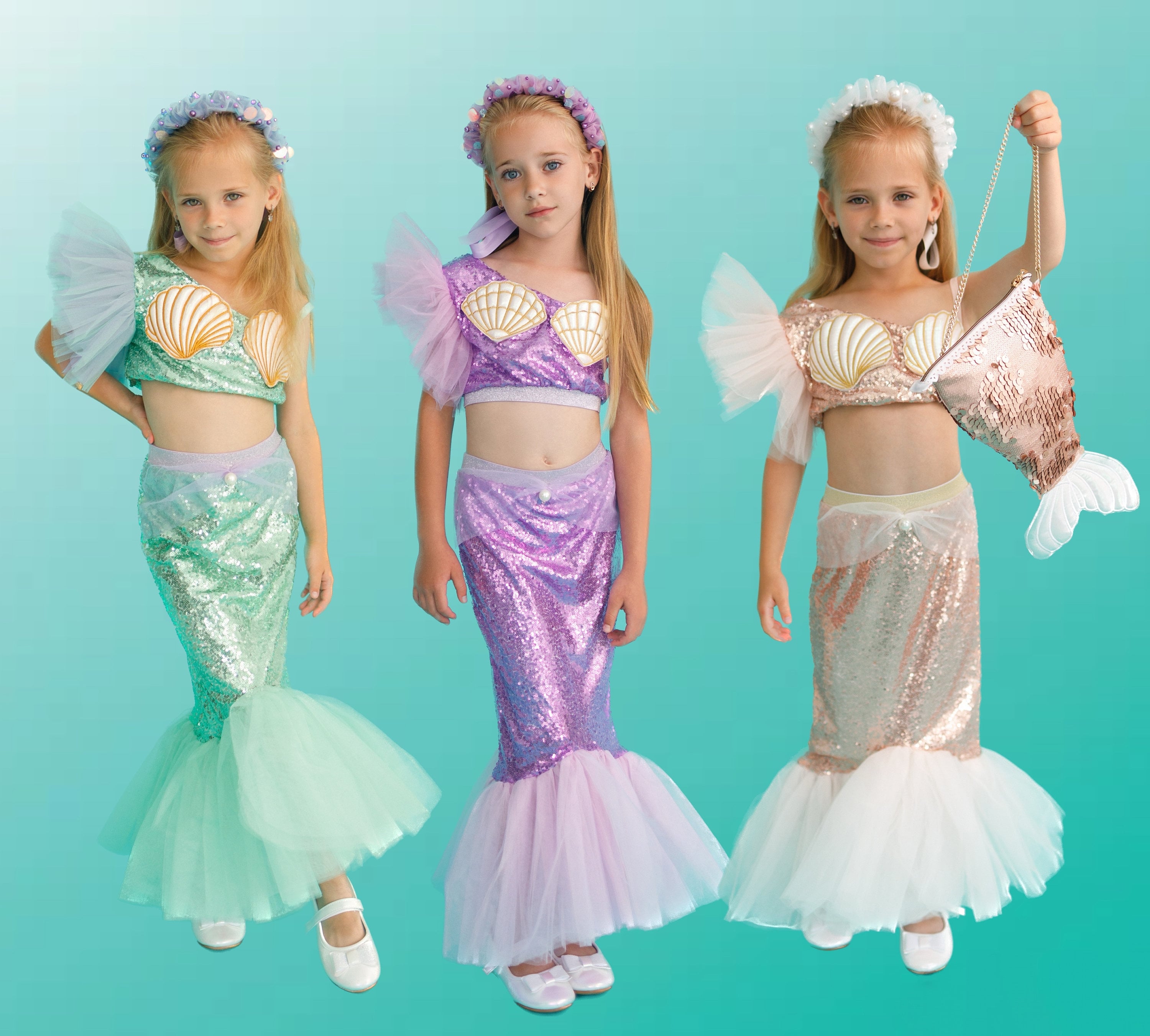 Mermaid Tail Costume for Girls Perfect for Halloween Cosplay Magical Adventures Mint Blush Pink Lavender Toddler Fish Tail Outfit