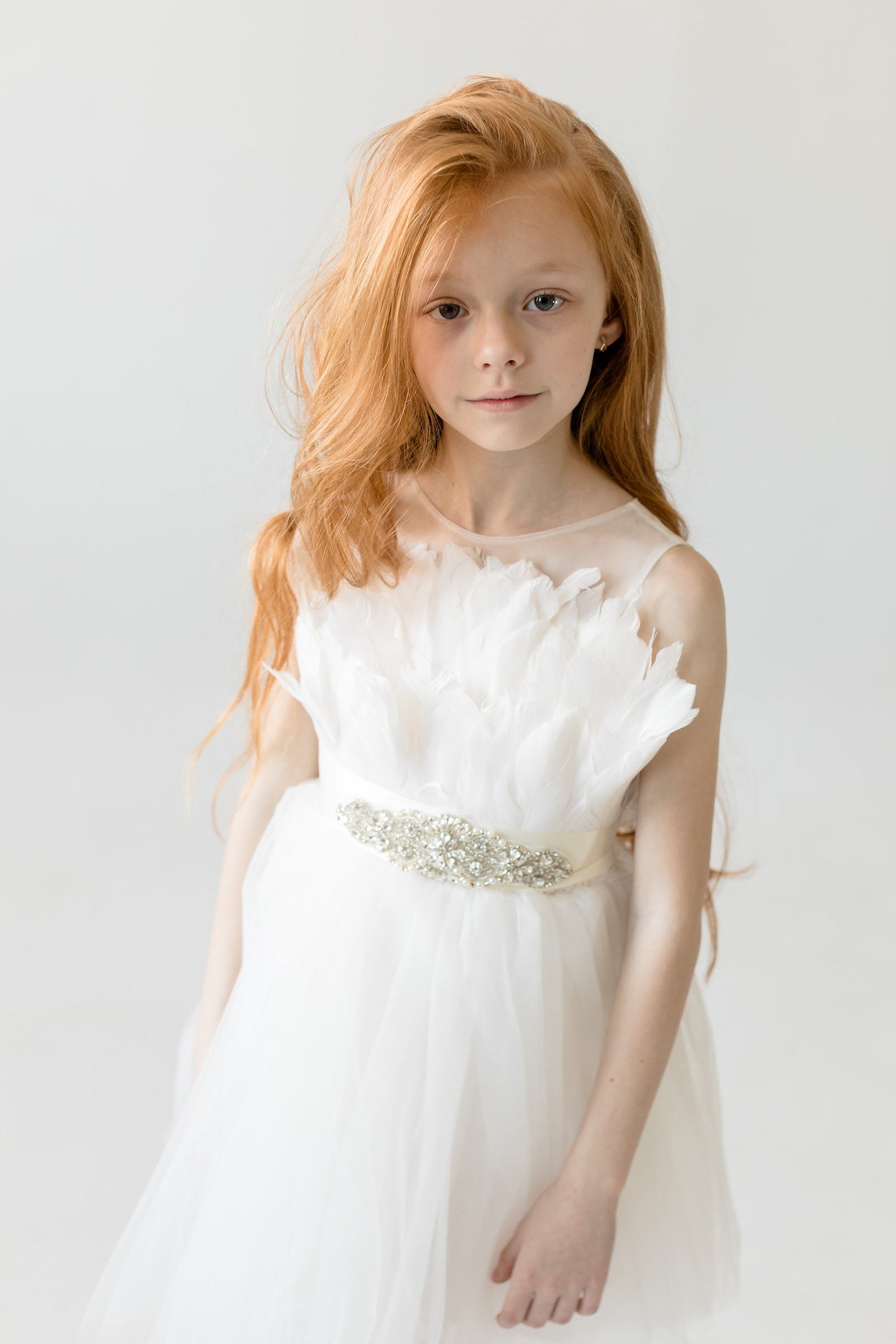 White Flower Girl Dress White Feather Tutu Dress Feather Etsy