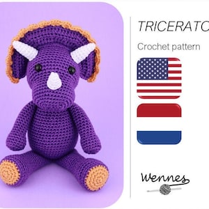 Triceratops crochet pattern English (US) and Dutch