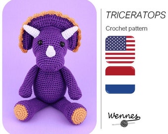 Triceratops crochet pattern English (US) and Dutch