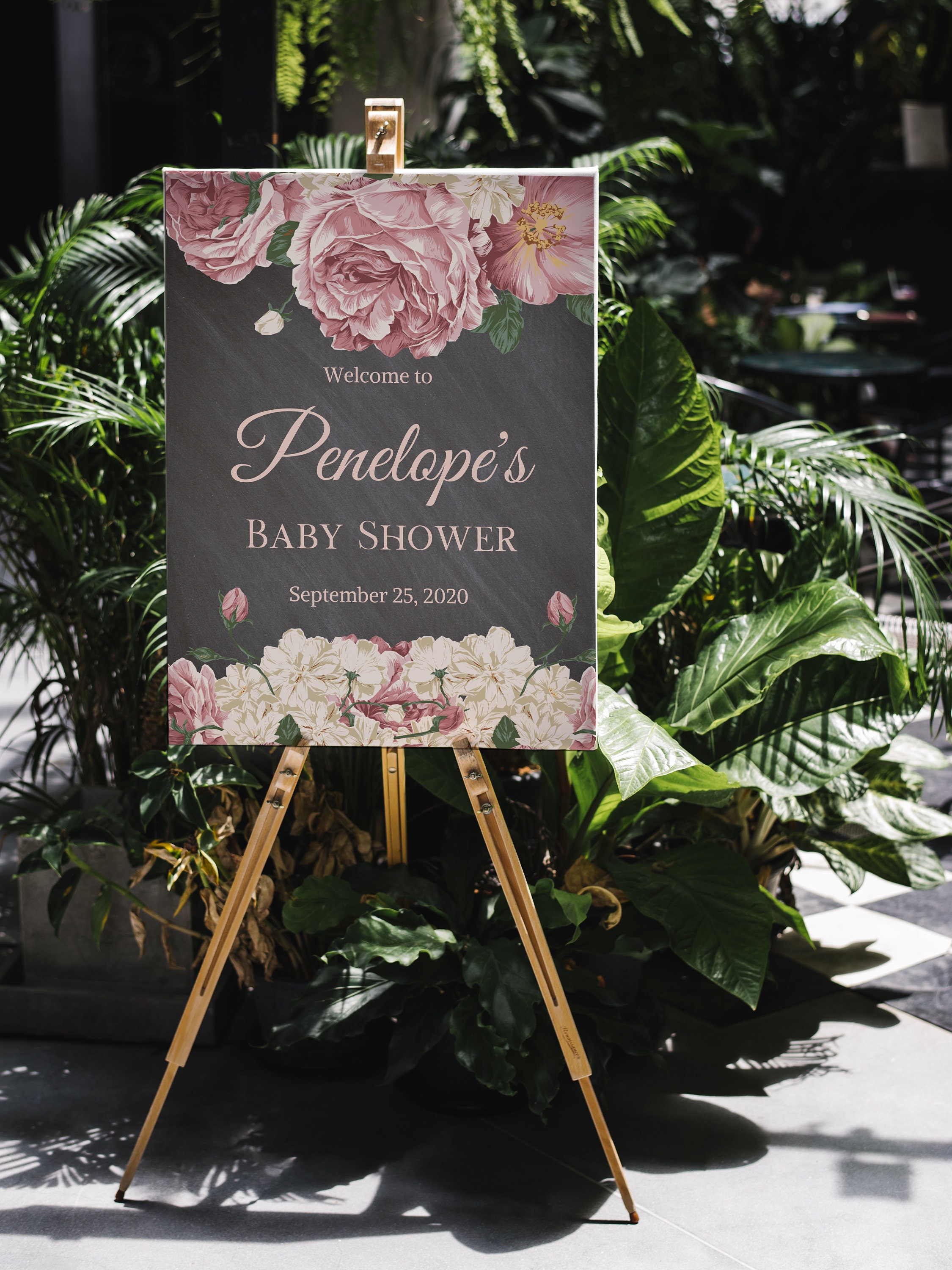 Pink Floral Baby Shower Board Baby Shower Etsy