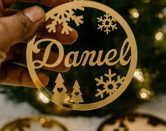 Benutzerdefinierte Acryl Laser Cut Name Weihnachtsverzierung - Urlaub Baumkugel, Geschenkanhänger Dekoration