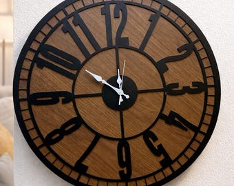Moderne Holz Textur Acryl Wanduhr - Leise, Laser Cut Design