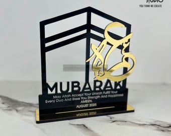 Umrah Mubarak Acryl Geschenk Plakette | Personalisierte Islamische Wohnkultur