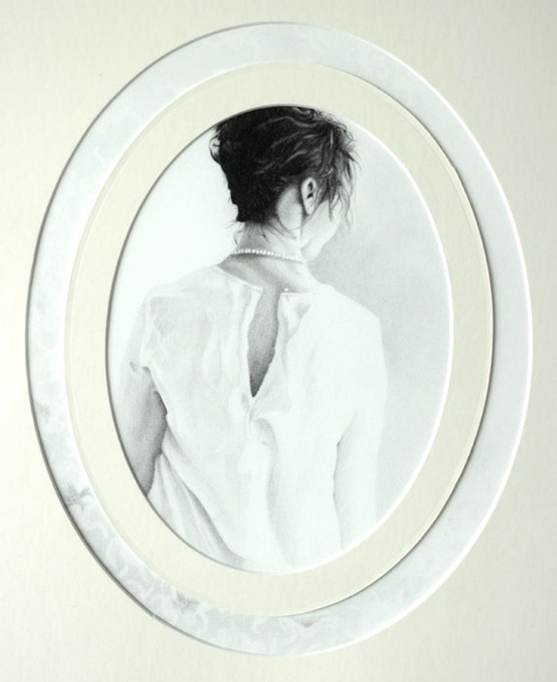 Framed Art Large Framed Drawing Statement Piece Artwork Women Graphite Drawing Wall Art Female Artist Vintage Framed Original Drawing