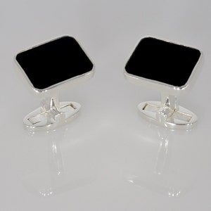 Elegant Black Cufflinks for Men - Unique Stone Design Perfect Gift for Him
