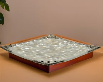 Stunning Foursquare Plate | Colorful Mother of Pearl Artistry | Chic Handmade Gift