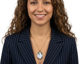 Chic Gold Oval Agate Pendant Brooch - Unique Elegant Jewelry for Her