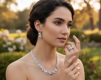 Conjunto de joyas de plata de ley con ágata dendrítica hecho a mano