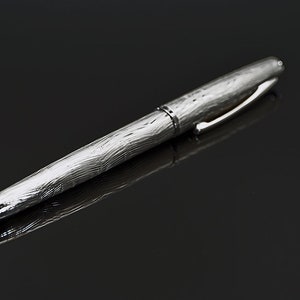 Elegante penna a inchiostro in argento sterling con pennino a rullo piatto a zig zag - regalo perfetto per studenti