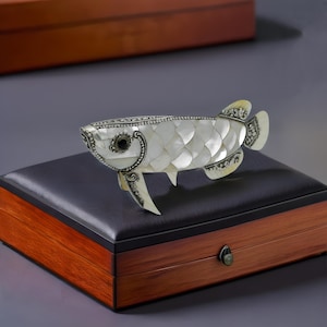 Elegant Sterling Silver AROWANA Fish Sculpture for Home Decor & Unique Gifts