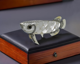 Elegant Sterling Silver AROWANA Fish Sculpture for Home Decor & Unique Gifts