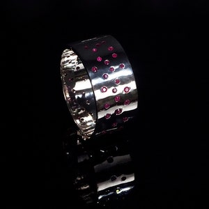Elegant Ruby-Studded Silver Cuff Bracelet - Perfect Gift for Her