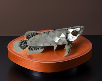 Unique Arowana Fish Sculpture – Stunning Sterling Silver Decor for Any Space