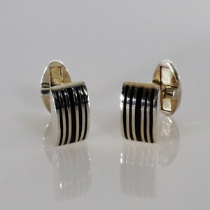 Unique Black Cufflinks Set - Handmade Sterling Silver Accessories in Gift Box