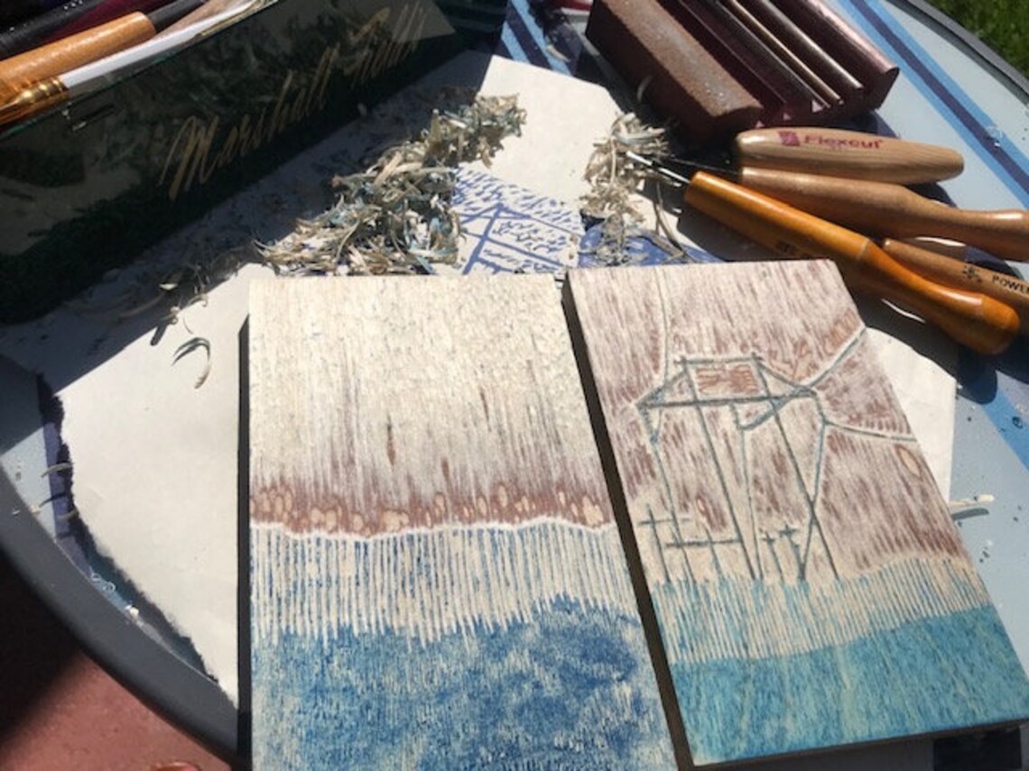 Electric Power grid Original Artwork, Relief Print, Woodblock, Woodcut