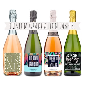 Custom Graduation Wine & Champagne Labels: Waterproof Vinyl