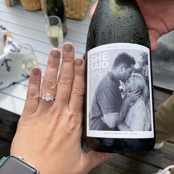 Custom Photo Wine & Champagne Labels (Engagement Gift)