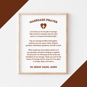 Marriage Prayer Printable - Gift for Newlyweds - Wedding Gift Print - Modern Home Decor Christian Prayer Wall Art - Christ Centered Marriage