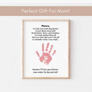 Handprint Poem gift for Mom from Kids or Baby- Handprint Art -Handprint Mother&#39;s Day Gifts - DIY Gift for Mom - Kids Fingerprint Poem