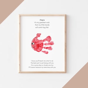 Papa Fishing Handprint Gift for Grandpa, Kid to Grandpa Fishing Buddies, Printable Fishing Poem, Printable, Father&#39;s Day, Cute Gift