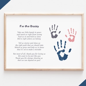 For Our Daddy Poem Handprint Gift for Dad from Kids - Gift to Dad from Multiple Kids - DIY Father's Day Gift - Twins Gift for Dad