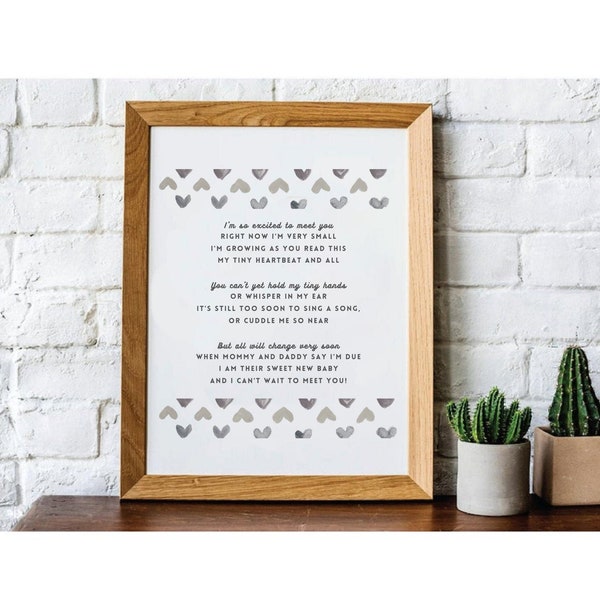 We're Having A Baby! Printable poem gift- Baby announcement - Gift for aunt or uncle gift for grandma or grandpa to be