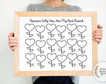 Best Friend Gift Reasons Why You Are My Best Friend - Gift for Her or Him - Printable Wall Art Custom Gift Template