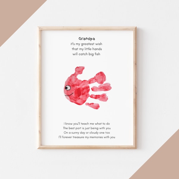 Grandpa Fishing Handprint Gift for Papa, Kid to Grandpa Fishing Buddies, Printable Fishing Poem, Printable, Father's Day, Cute Gift