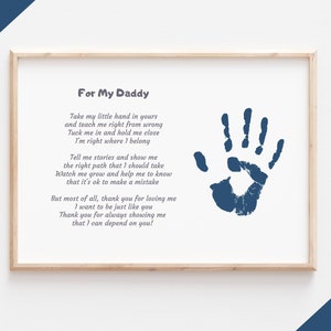 For My Daddy Poem Handprint Gift for Dad from Kids - Gift to Dad from Baby First Father's Day - DIY Father's Day Gift - Personalized Hand