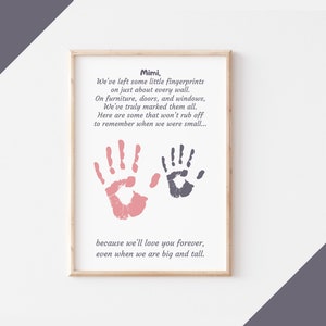 Mimi Handprint Template Gift from Kids - Little Fingerprints We'll love you forever poem - DIY Mother's Day Gift from Kids to Grandma