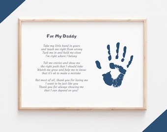 For My Daddy Poem Handprint Gift for Dad From Kids Gift to Dad