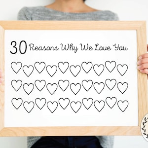 30th Birthday Present 30 Reasons Why We Love You -Mother’s Day Gift for Her - Printable Wall Art Custom Gift