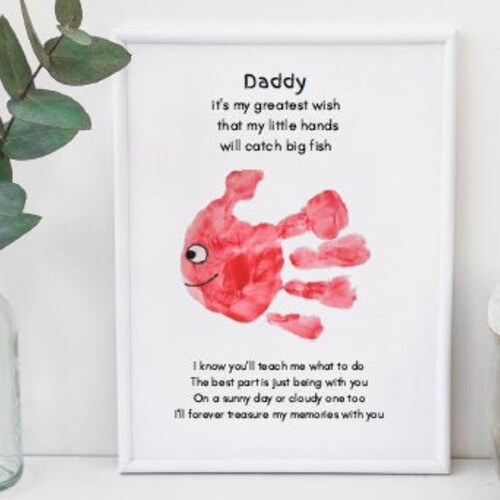 fathers day gift from toddler printable handprint card love etsy