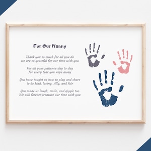 For Our Nanny Poem from Kids Handprint Gift - From Kids to Babysitter - Nanny Gift - Thank You Babysitter - Handprint Poem to Nanny