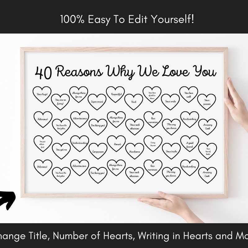 40 Reasons We Love You - Etsy