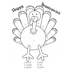 Thanksgiving Color by Number Turkey